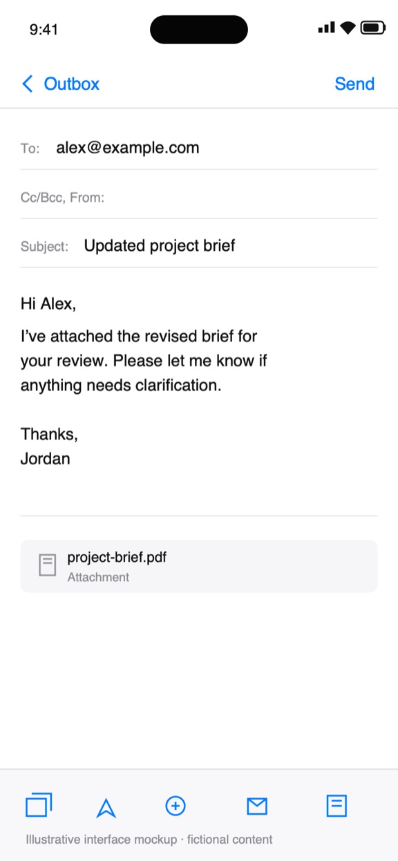 Email listed in iPhone Outbox