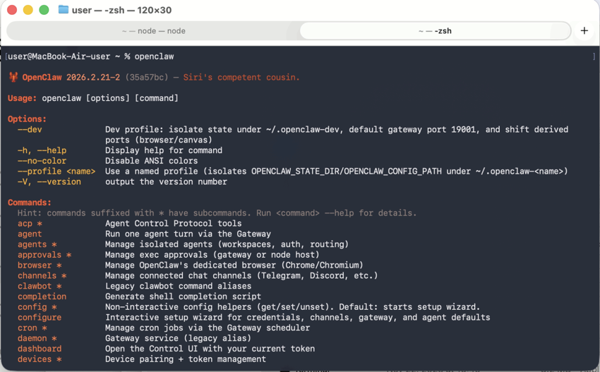 OpenClaw в терминале