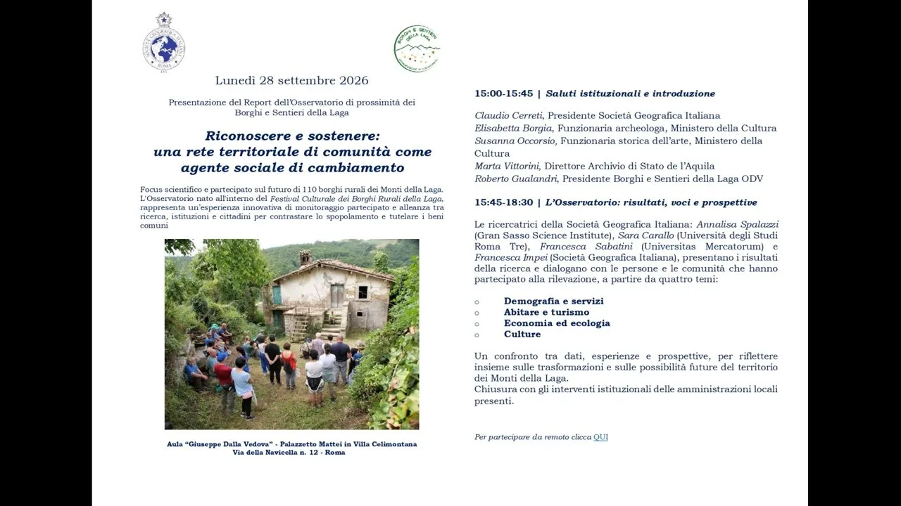 Evento di presentazione del 28 settembre