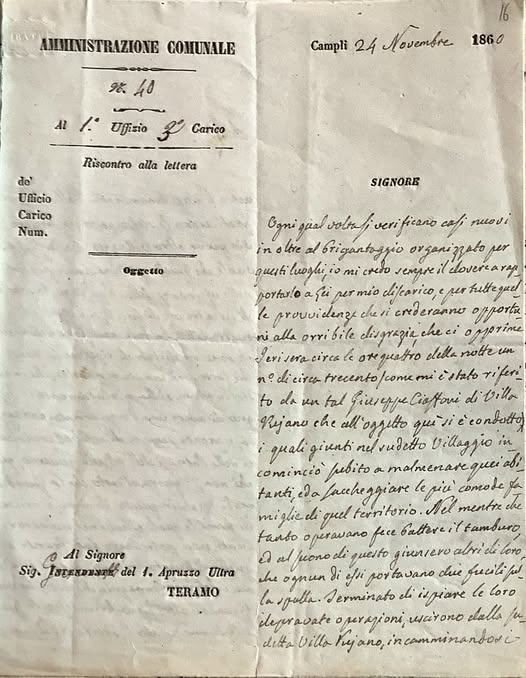 Giovedì 8 maggio 1862 don Donato Fioravanti
