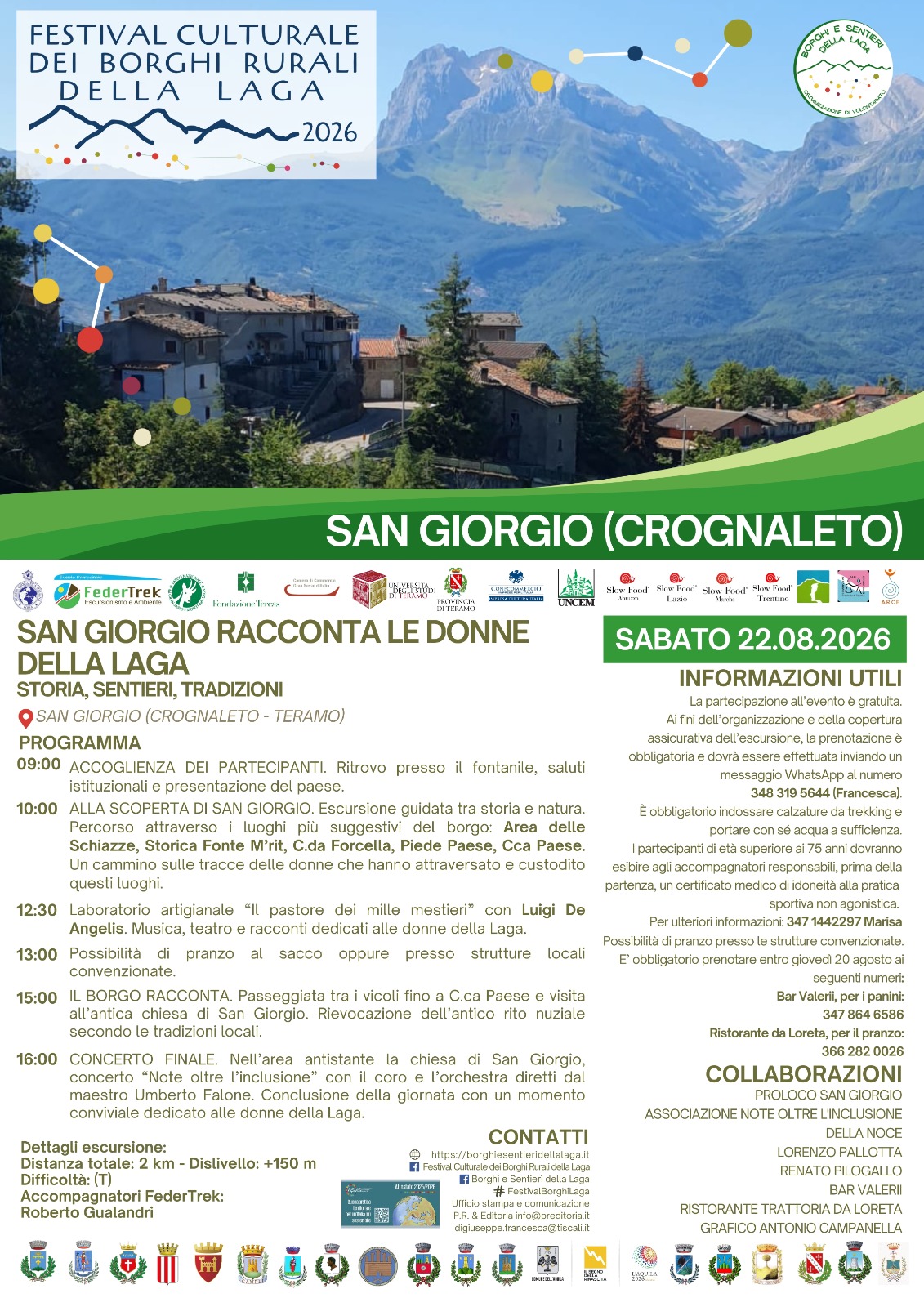 la natura e le memorie è l’argomento intorno al quale è costruito l’evento di sabato 22 a San Giorgio di Crognaleto (TE), che offre un panorama unico sulla catena del Gran Sasso