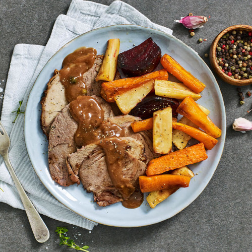 Calories in My Muscle Chef Roast Lamb with Root Vegetables & Diane Sauce calcount