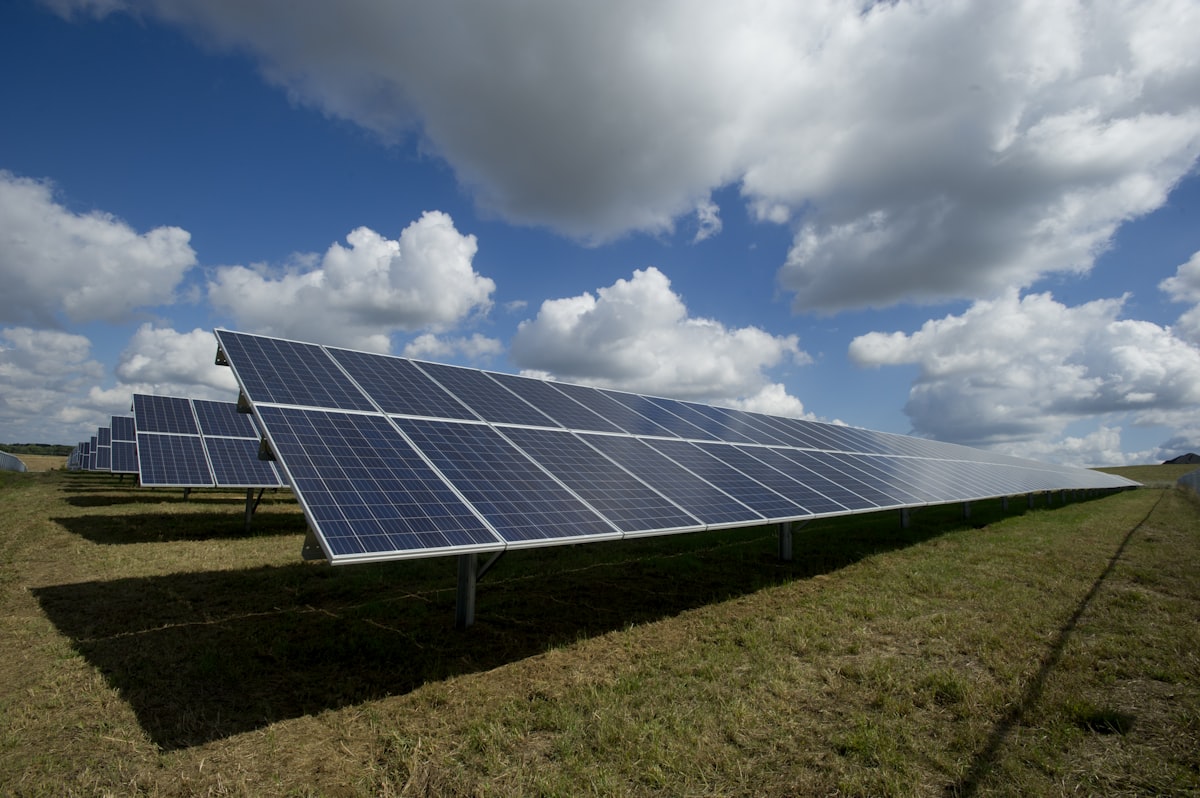 Solar Panels Cloudy Sky