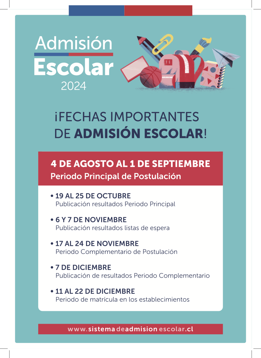 fechas importantes admision escolar 2024