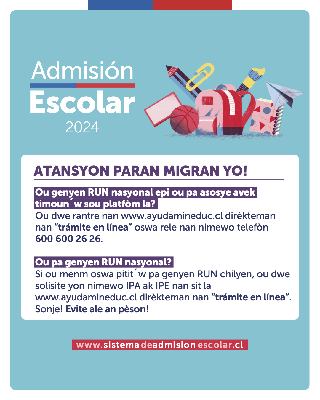 atencion apoderado migrante en creole