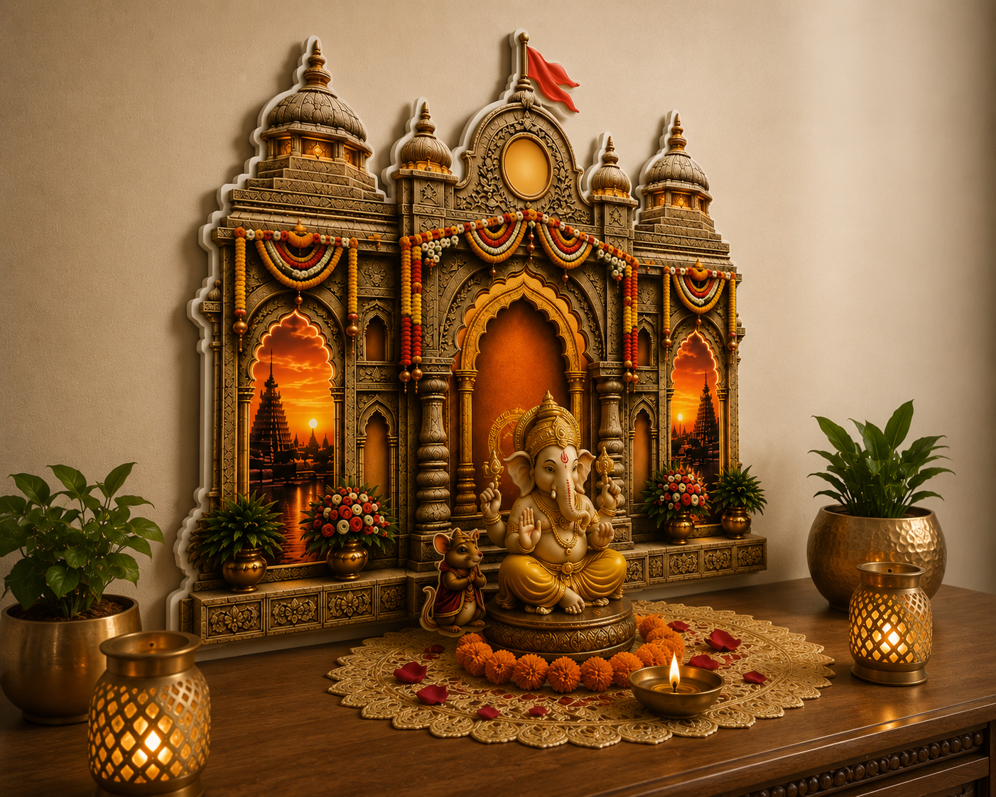 Grand Temple Heritage Style Ganesh Makhar 3