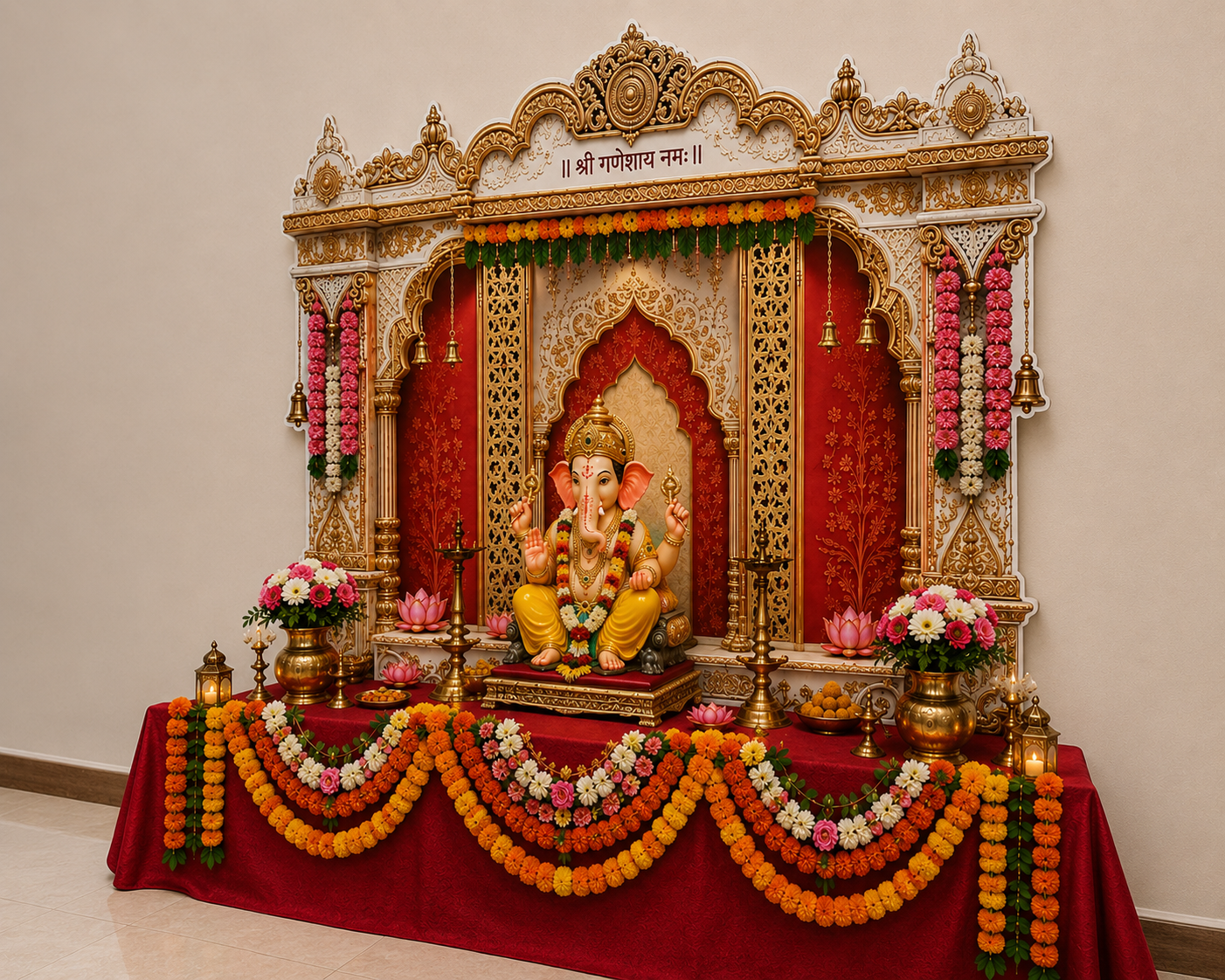 Royal Heritage with Floral Garlands Ganesh Makhar 2