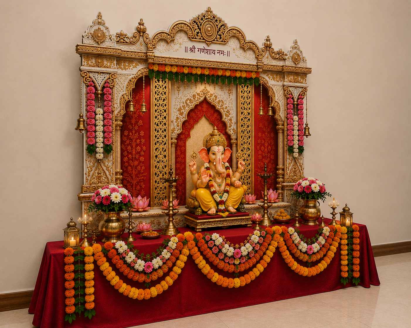 Royal Heritage with Floral Garlands Ganesh Makhar 3