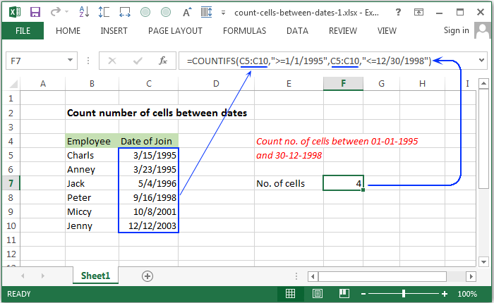 How To Count Cells Between Two Numbers Excel Examples