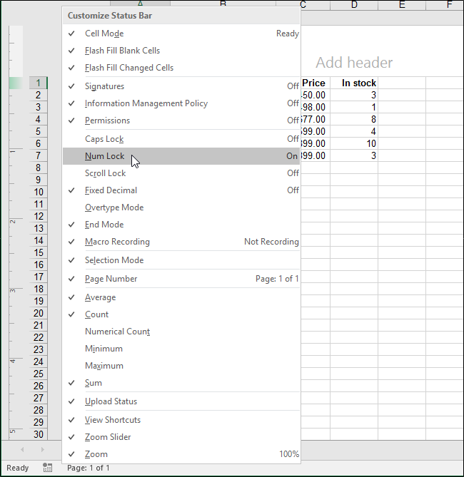 How To View And Customize The Status Bar In Excel Excel Examples 3706