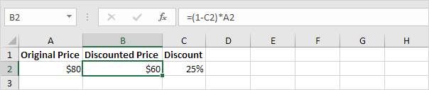 excel discount formula