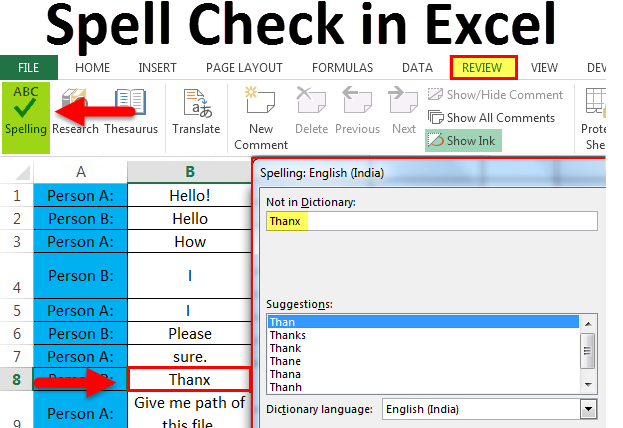 How To Check The Spelling Of Text In Excel