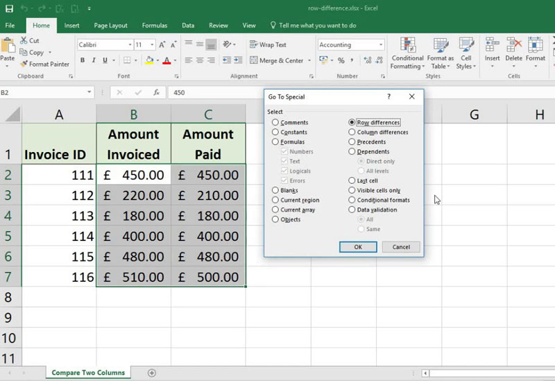 How To Quickly Highlightt Row Differences in Excel