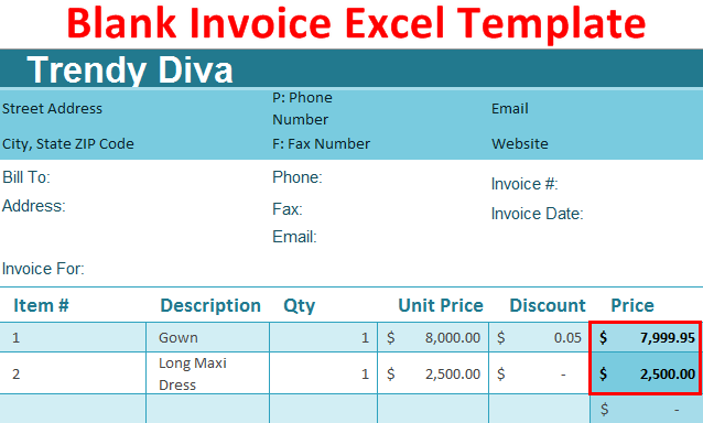 How to create a simple invoice template in Excel