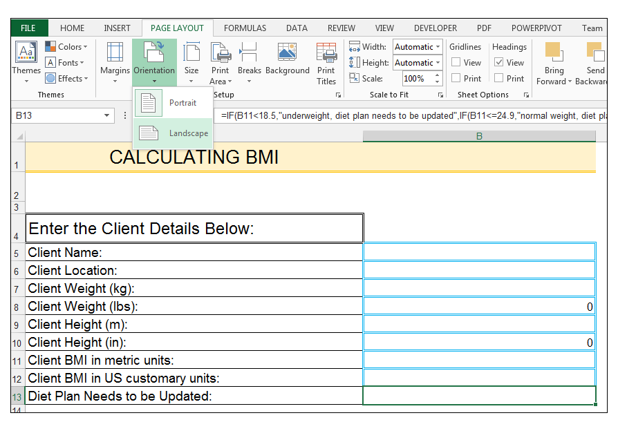 How to A Calculate BMI Template in Excel