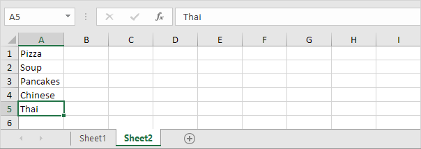 example of booth space drop down item list