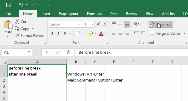 Insert A Line Break Shortcut Key In Excel Excel Examples 1957