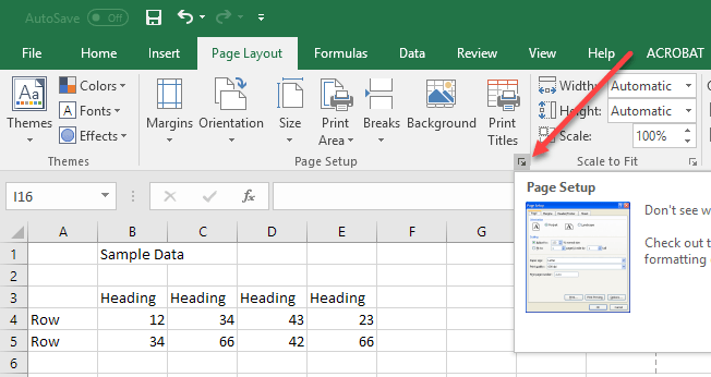 How to print center on page in excel