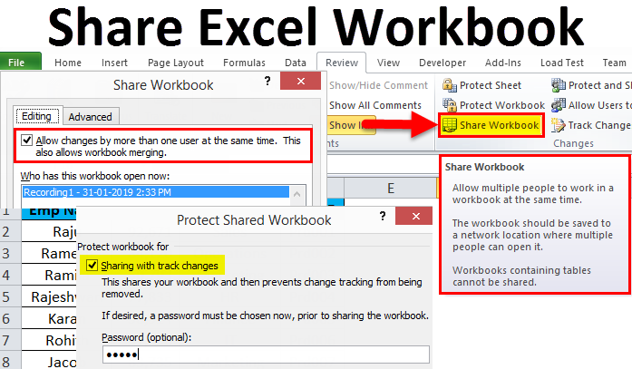 Excel shared workbook как сделать