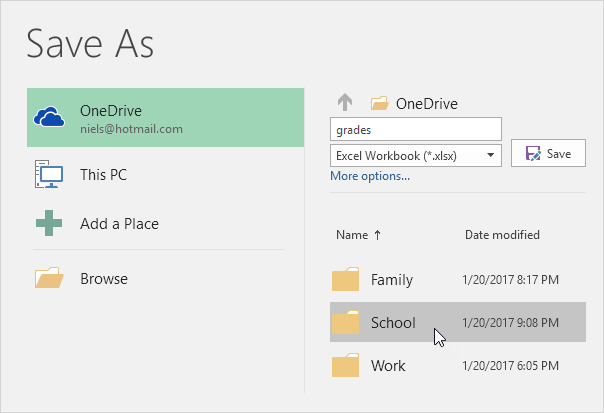 Onedrive Excel