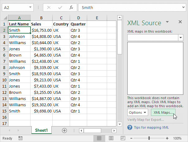 Удаление карт xml в excel