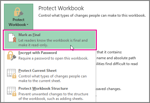 How To Mark a workbook as final in Excel