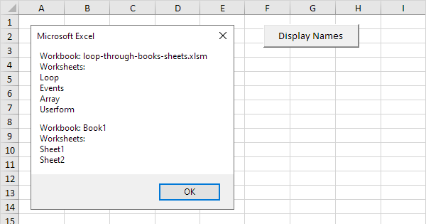 How to Use Loop through Books and Sheets in Excel