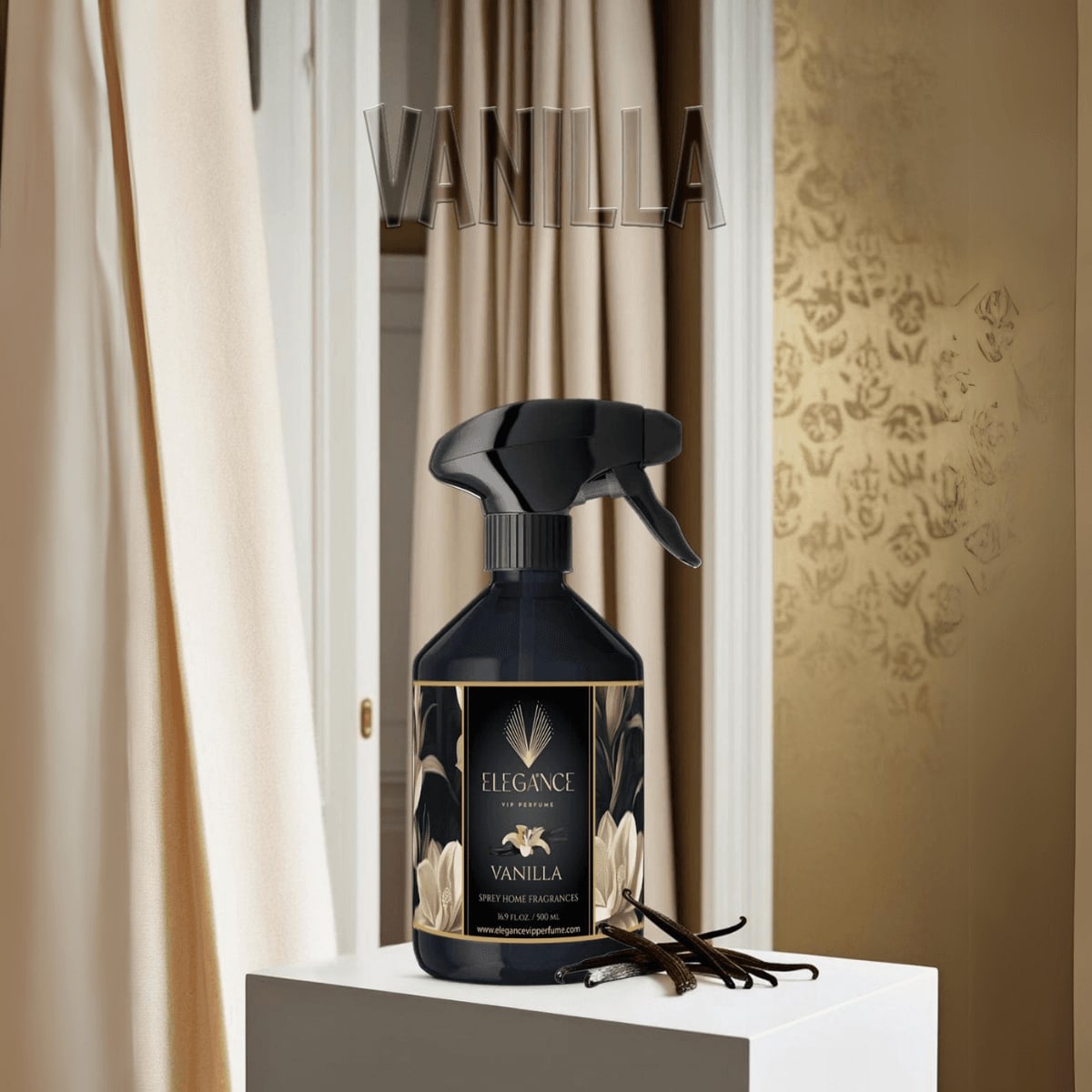 Vanilya Oda ve Ortam Kokusu Sprey 500 ml – Tatlı, Sıcak ve Yüksek Performanslı Koku | Elegance Home Fragrance
