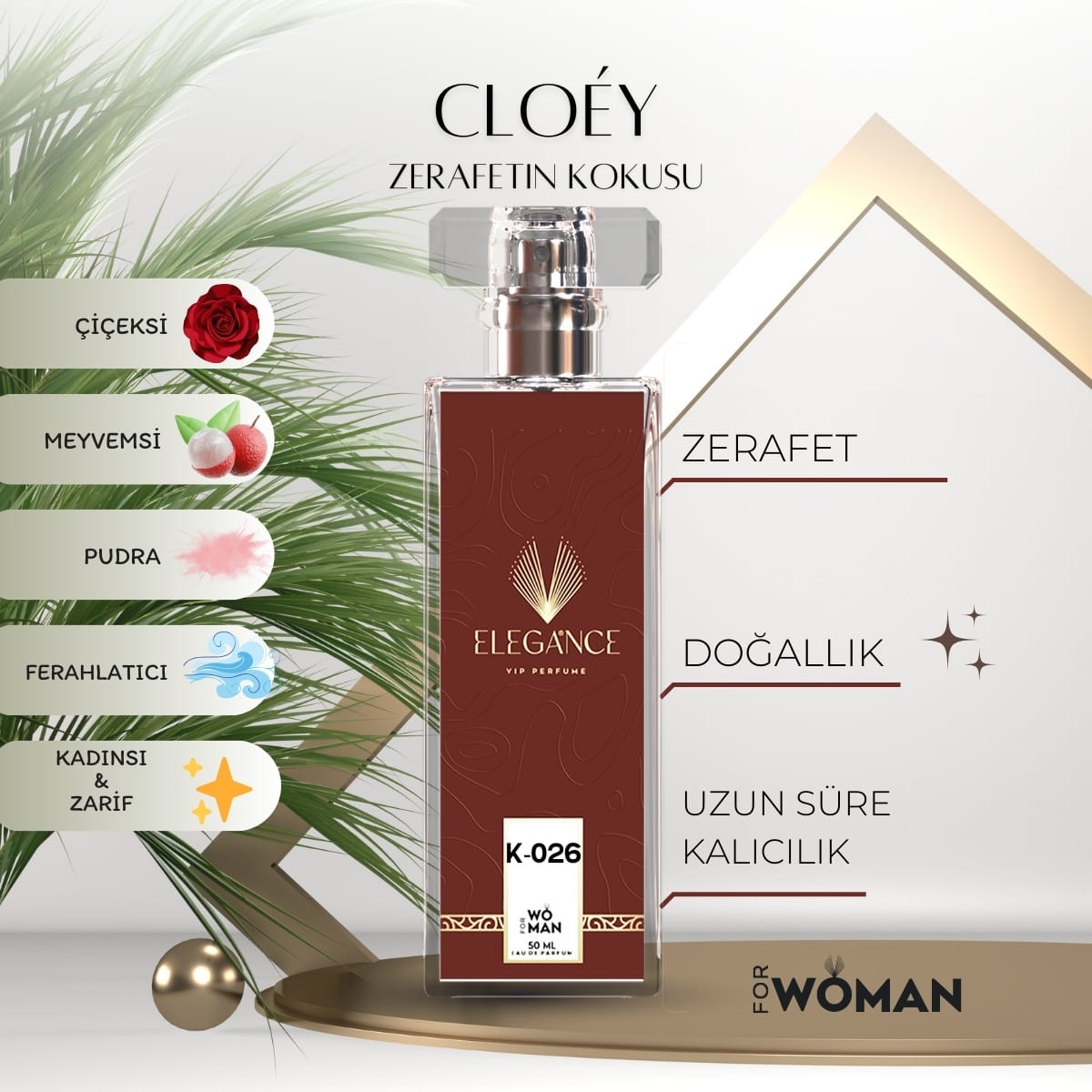 Cloey  Edp 50 ml – Pudralı ve Çiçeksi Kadın Parfümü (K-026)