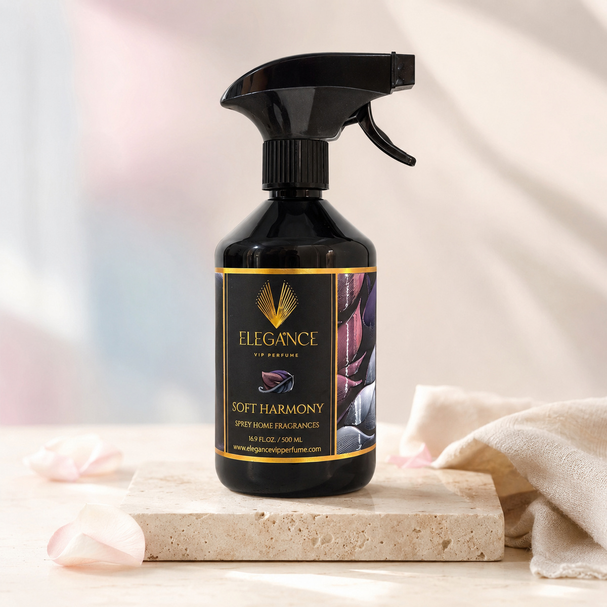 Soft Harmony Oda ve Ortam Kokusu Sprey 500 ml – Pudralı, Yumuşak ve Yüksek Performanslı Koku | Elegance Home Fragrance