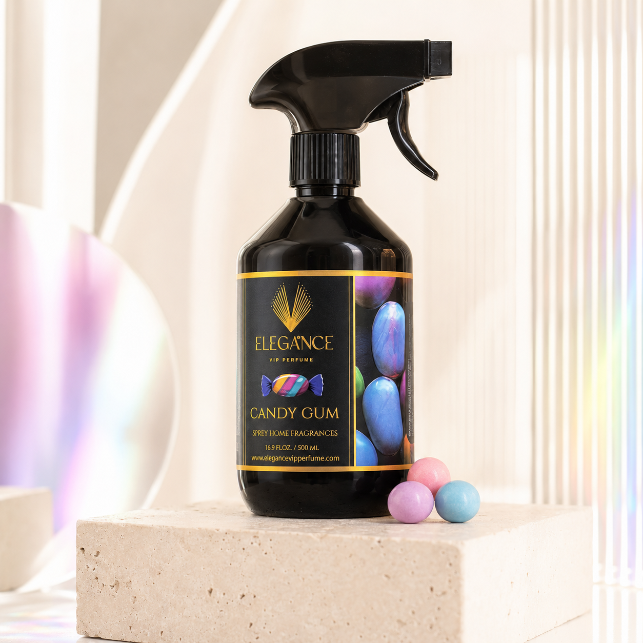 Şekerli Sakız Oda ve Ortam Kokusu Sprey 500 ml – Tatlı, Eğlenceli ve Kalıcı Koku | Elegance Home Fragrance