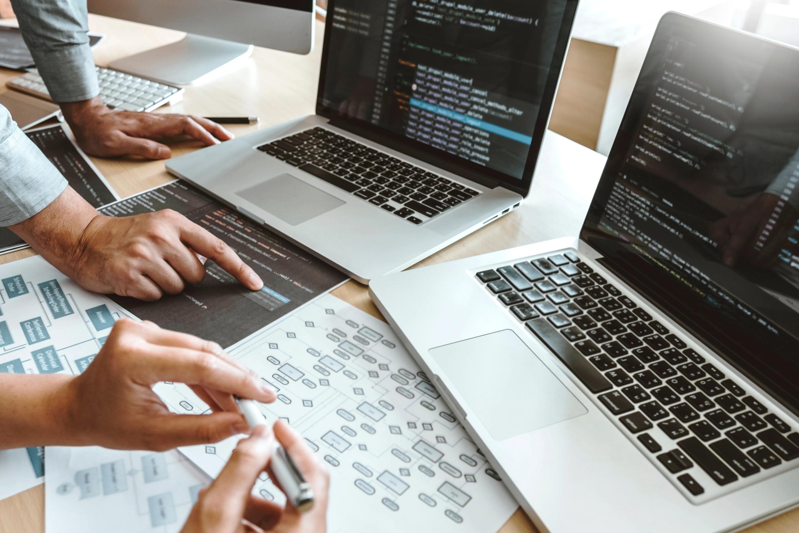 Technology industry in Houston, Texas - modern office with software engineers collaborating