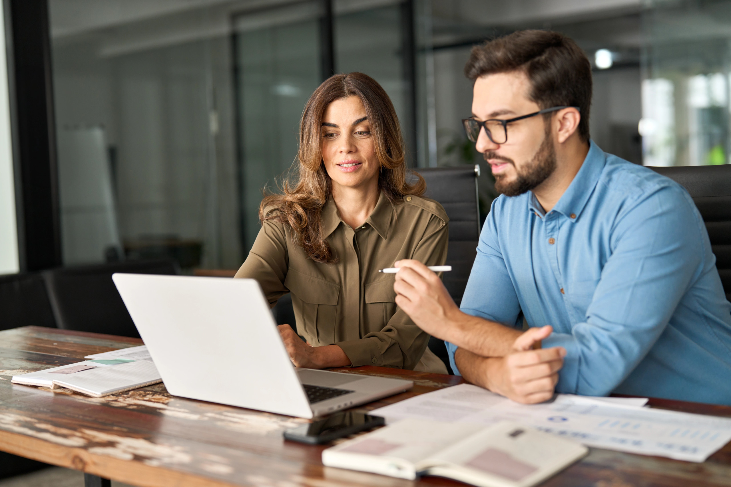 CPA configuring accounting software during an implementation meeting
