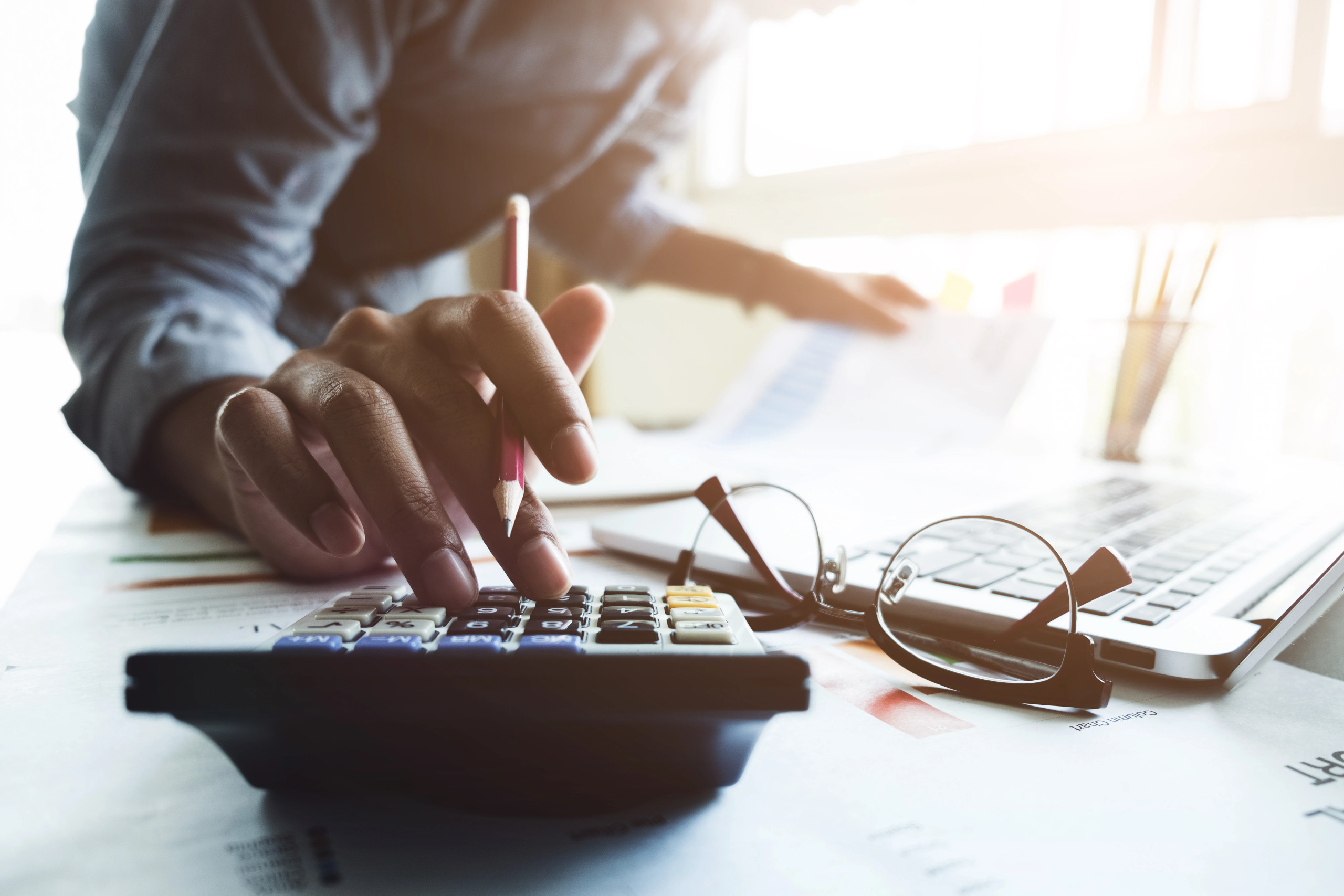 Advisor organizing individual accounting records and investment activity
