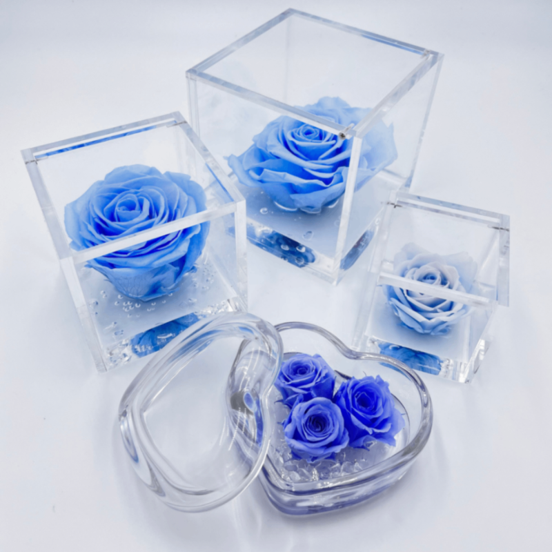 FlowerCube Azzurro - Fiori Stabilizzati | Creazioni di Miriam Vercelli