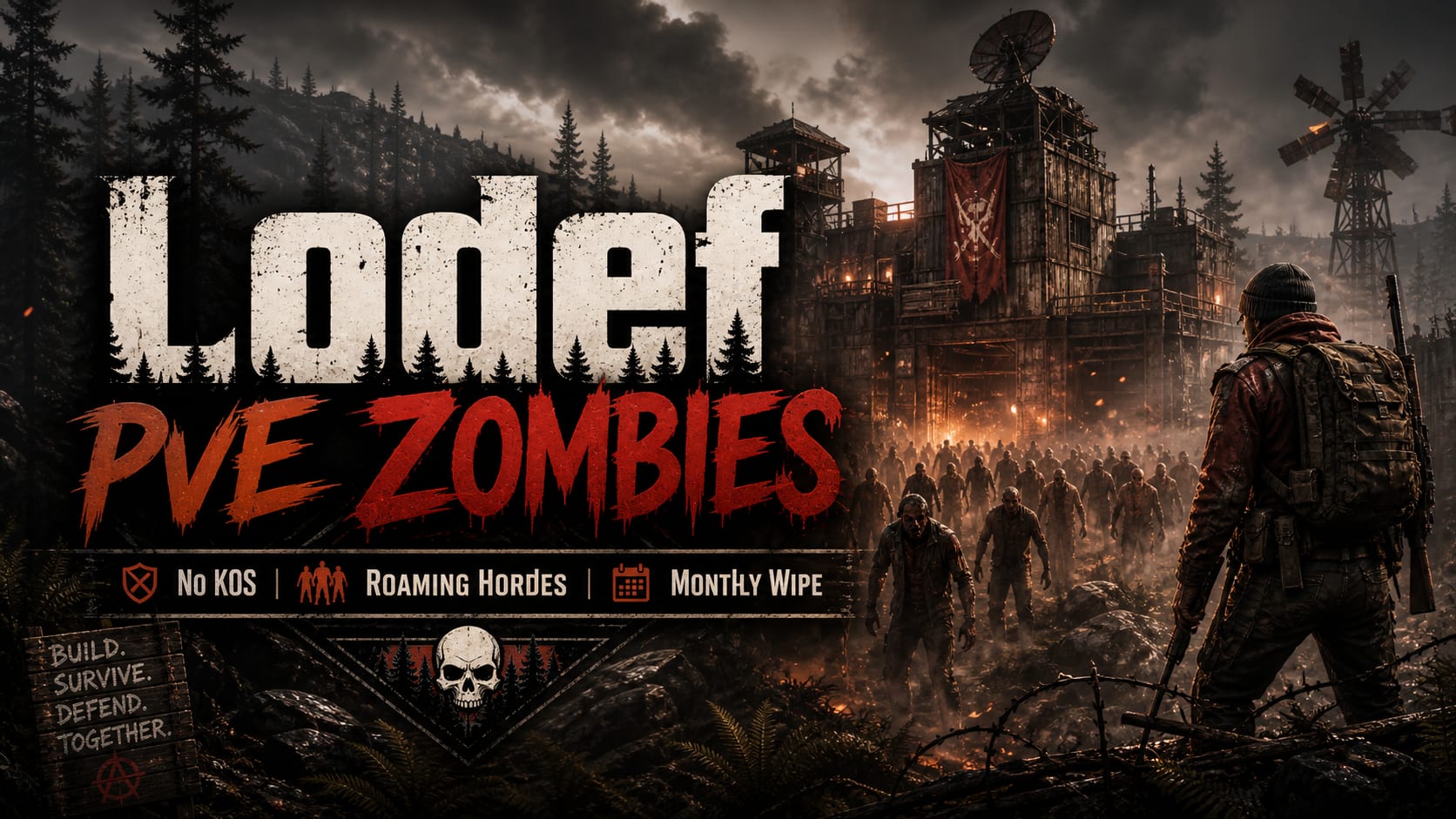 Lodef PvE Zombies | No KOS | Roaming Hordes | Monthly Wipe image