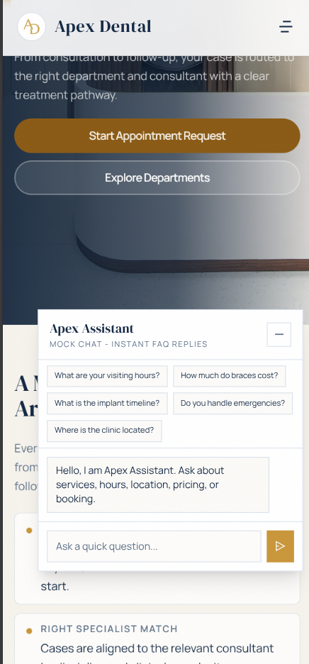 Apex Dental secondary mobile view