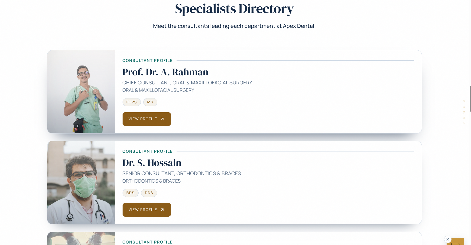 Apex Dental specialists and doctor profiles