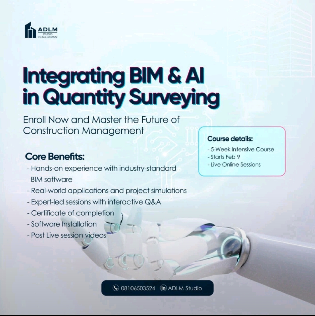 Mastering BIM & AI in Quantity Surveying A focused professional training designed to elevate BIM and AI skills for quantity surveyors.