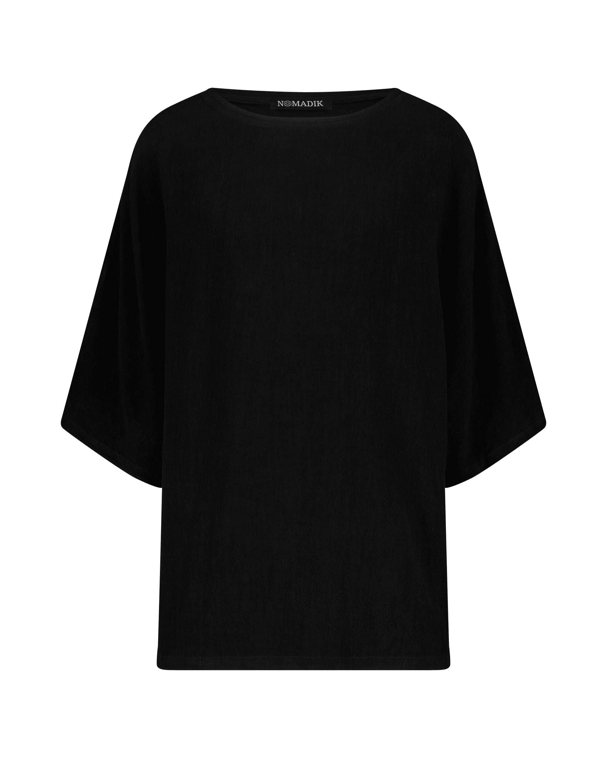 KALAHARI T-Shirt aus Leinen in Schwarz, Frontansicht