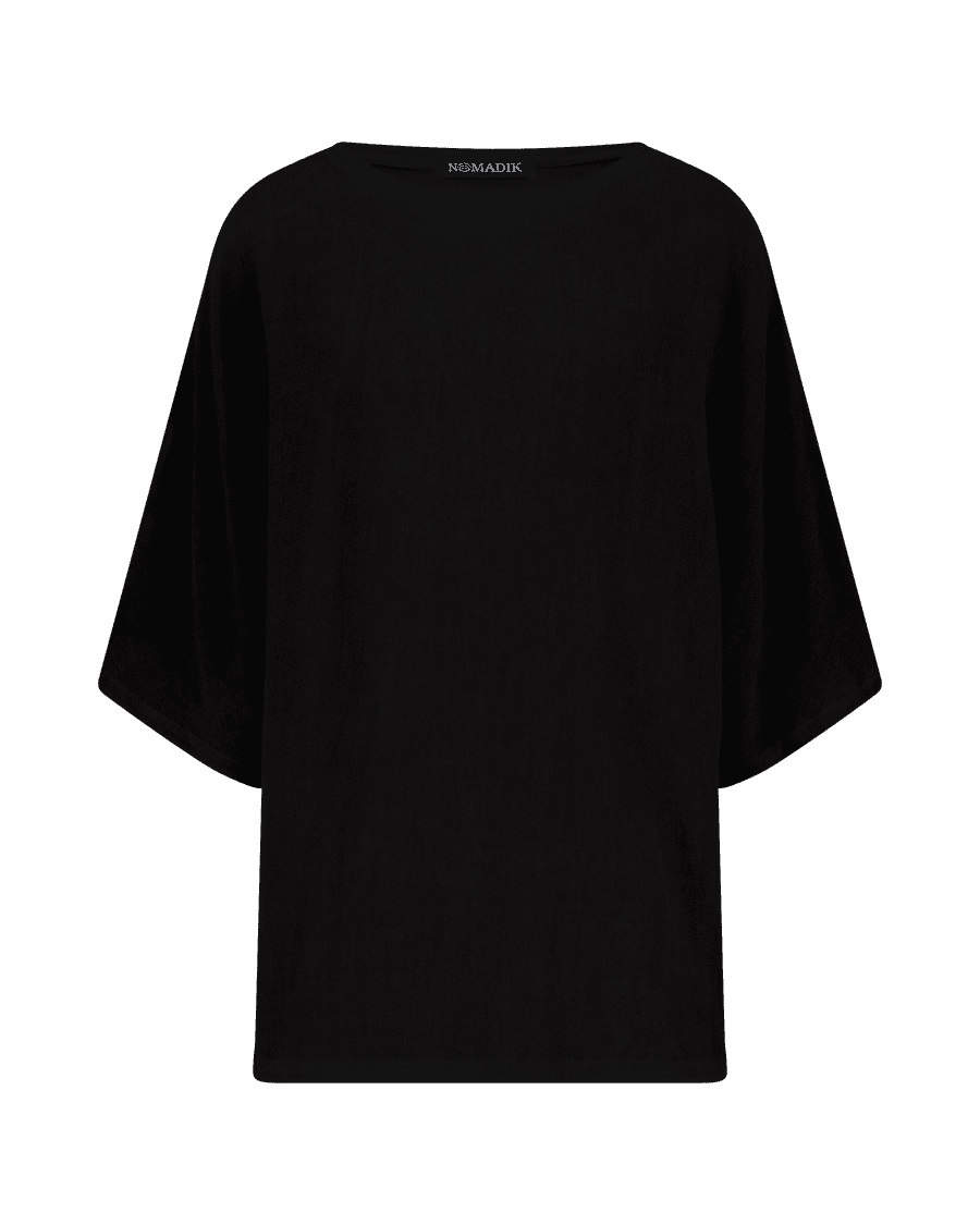 KALAHARI T-Shirt aus Leinen in Schwarz, Frontansicht