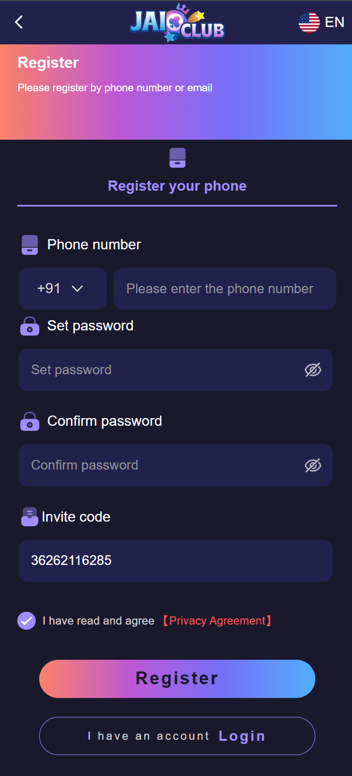 Jai Club App Interface Showcase
