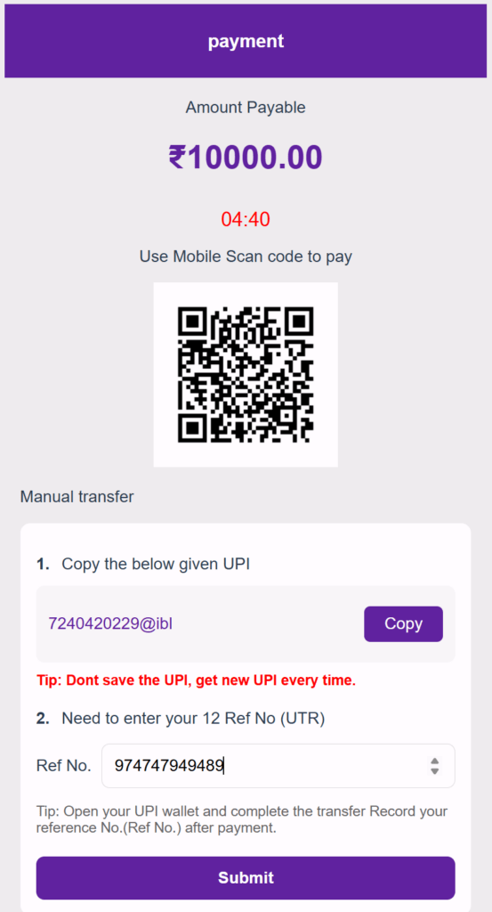 Jai Club account funding screen