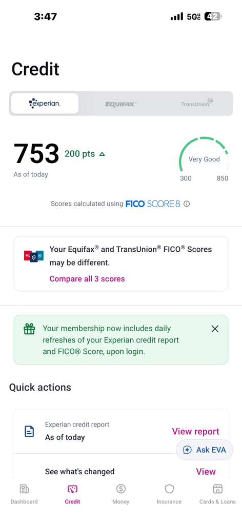 Credit score screenshot