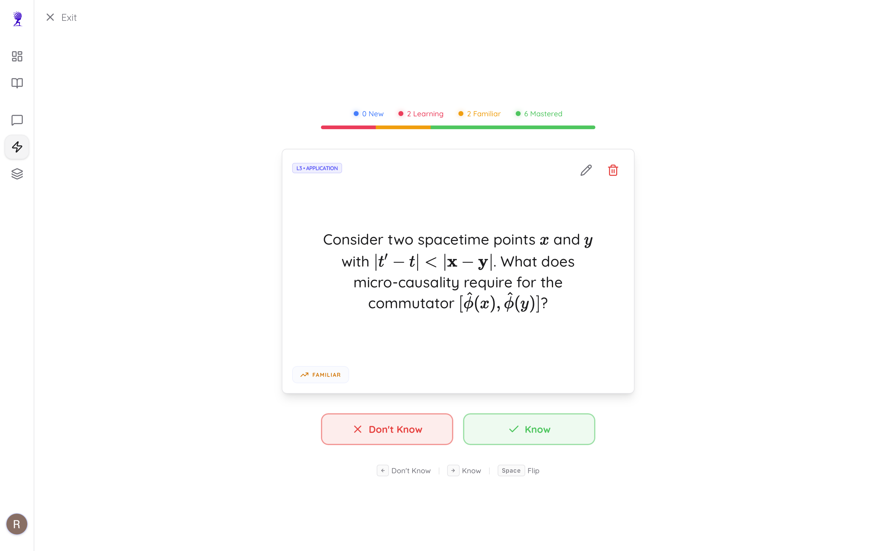 A clean, distraction-free flashcard learning experience