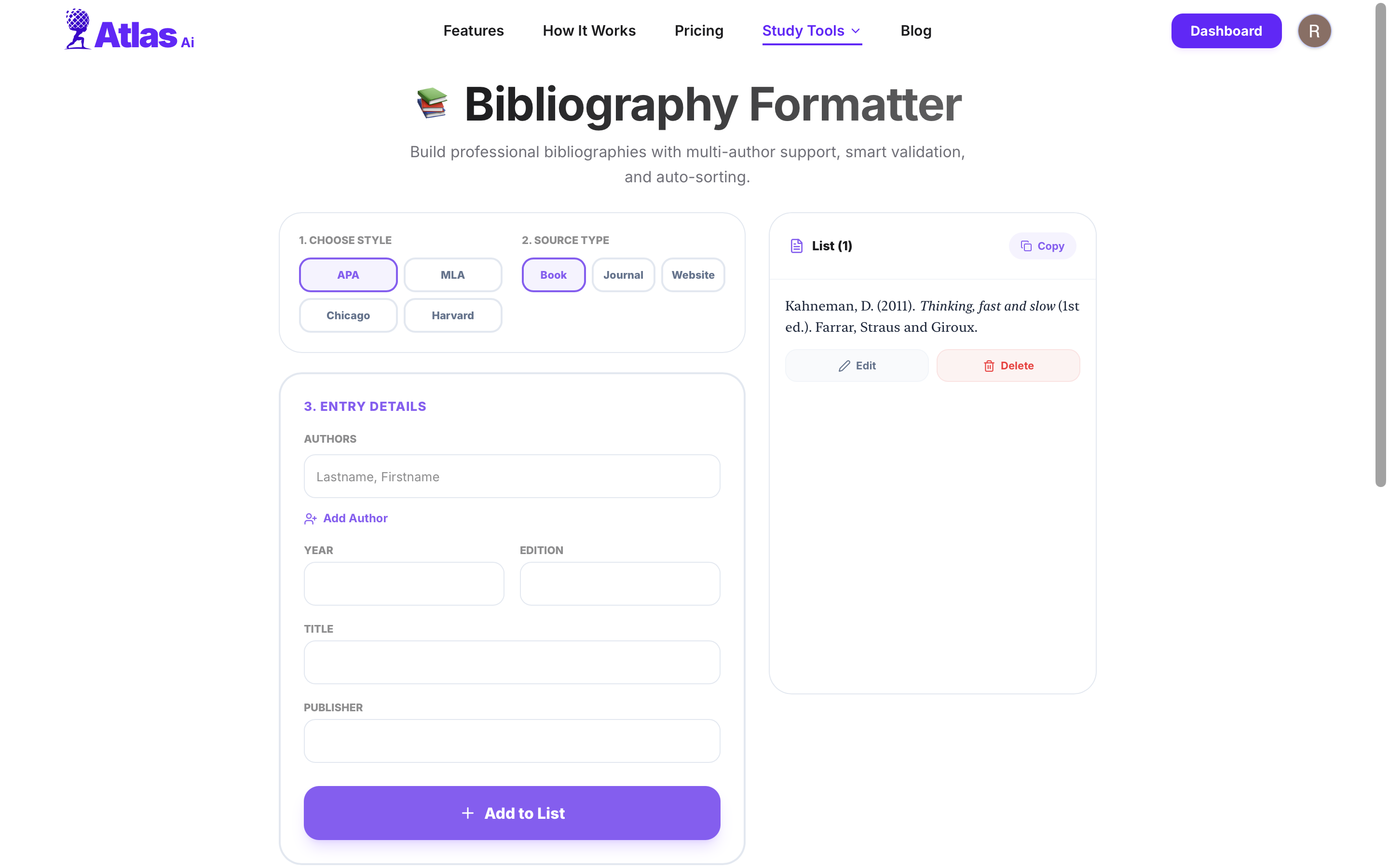 Bibliography Formatter — instant multi-style bibliography generation