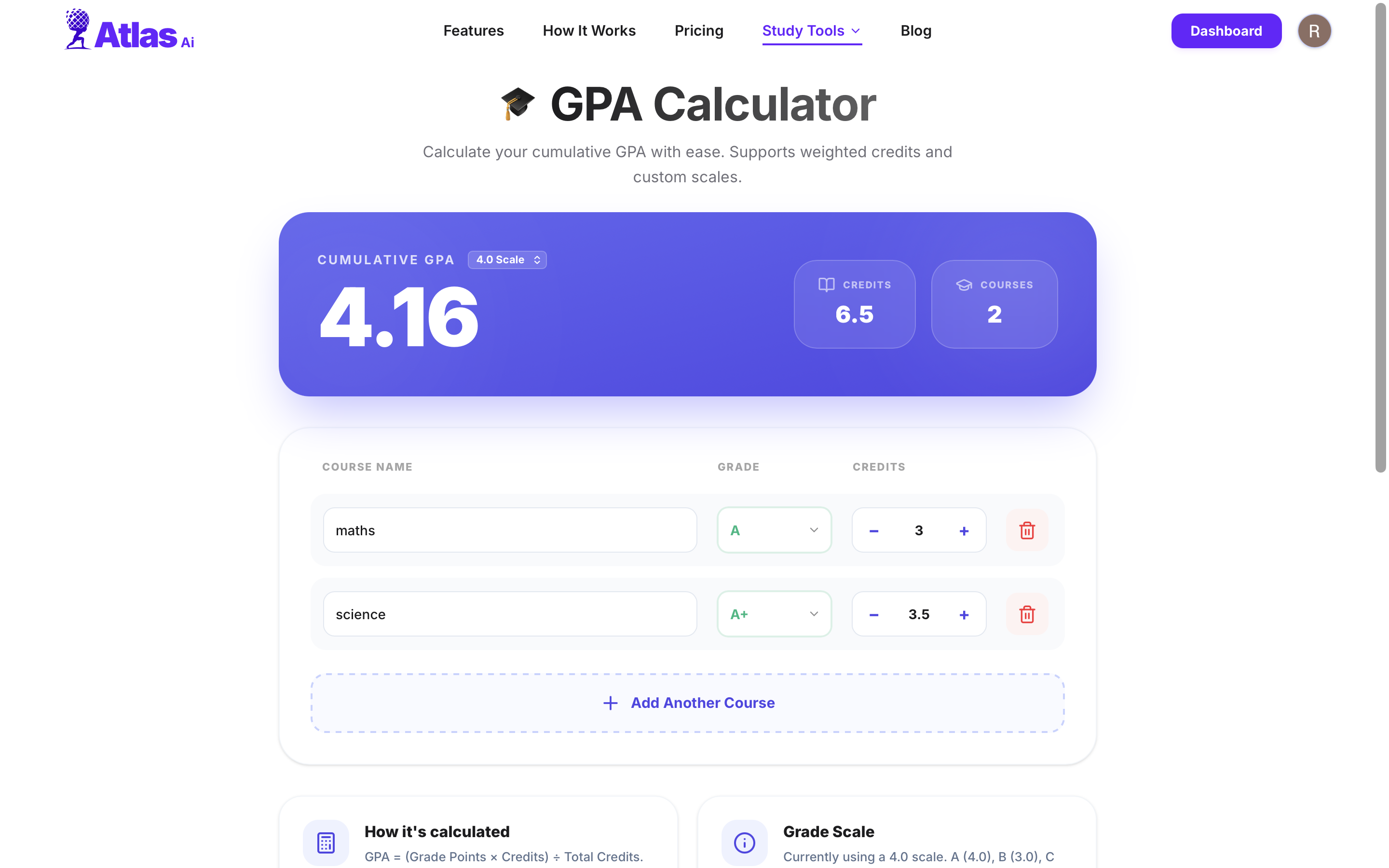 GPA Calculator — calculate cumulative or semester GPA on any scale