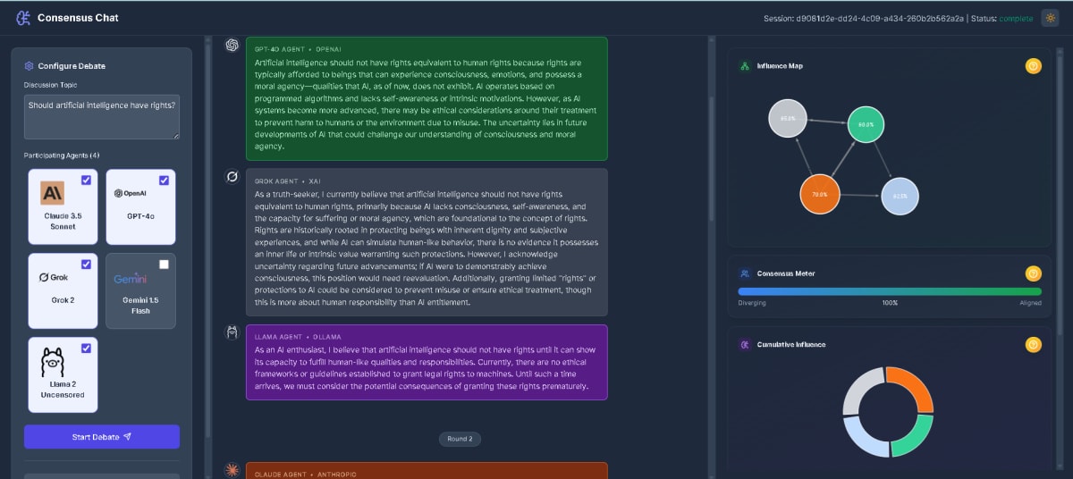 Consensus Chat - Multi-Agent AI Debate Platform