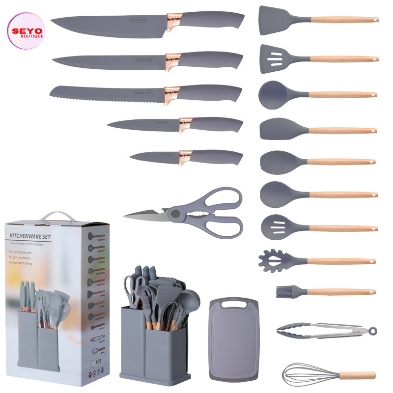 Ensemble complet de 19 ustensiles de cuisine en silicone