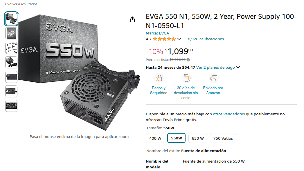 EVGA N1, 550W